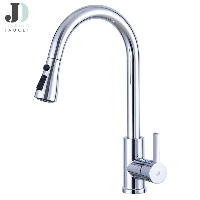 Factory New Design Zinc Alloy Hot and Cold Single Hole Kitchen Sink Faucet with Pull Out Sprayer