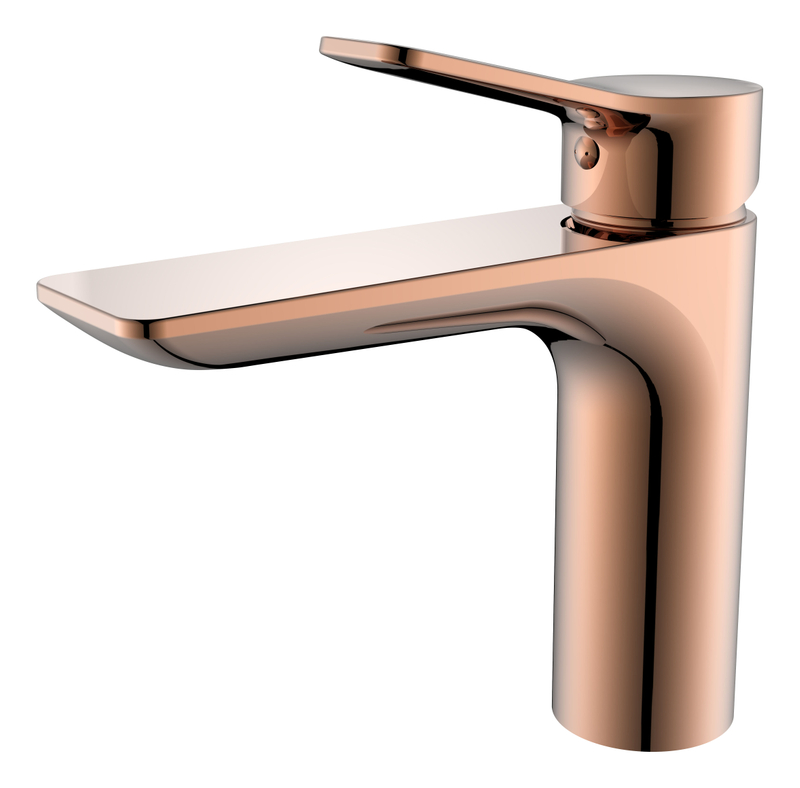 Deck Mounted Single Lever Bathroom Wash Basin Mixer Faucet Tap Rose Gold