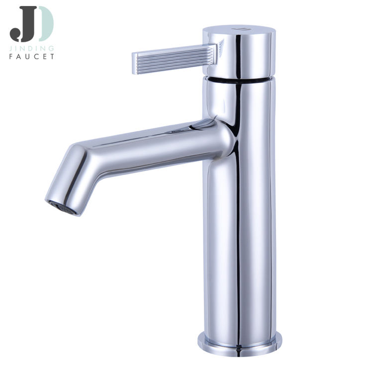 Bathroom Hot and Cold Water Chrome Brass Wash Basin Faucet Round