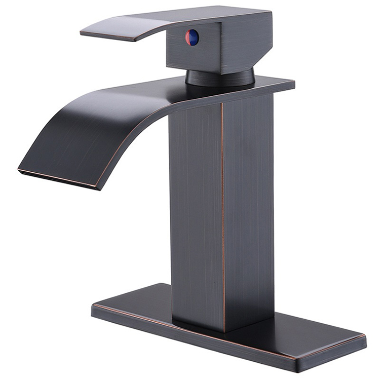 Matte Black Hot and Cold Water Mixer Bathroom Waterfall Basin Faucet Stainless Steel