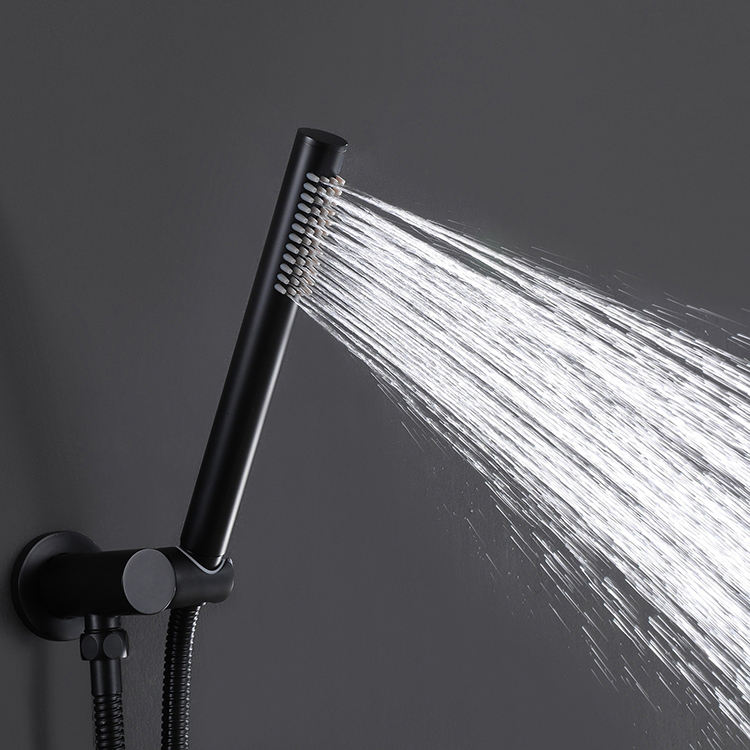 Black Two Function Hot and Cold Bathroom Concealed Rain Shower Mixer Set
