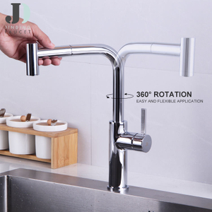 360 Degree Rotation Single Hole Brass Pull Out Kitchen Sink Faucet Mixer Tap