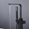 Black Brass Floor Mounted Free Standing Bathtub Filler Faucet