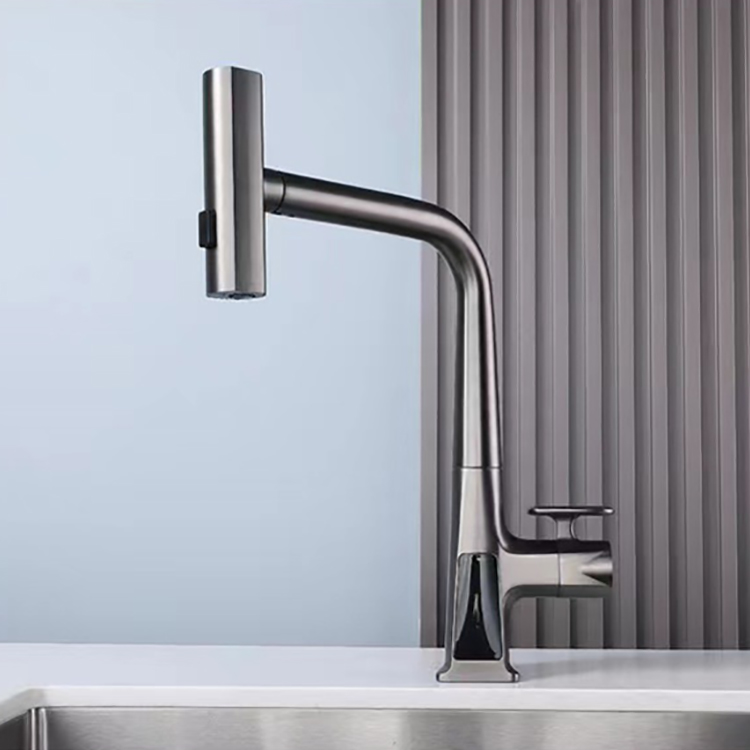 360 Rotatable Pull Out Waterfall Kitchen Faucets with Sprayer