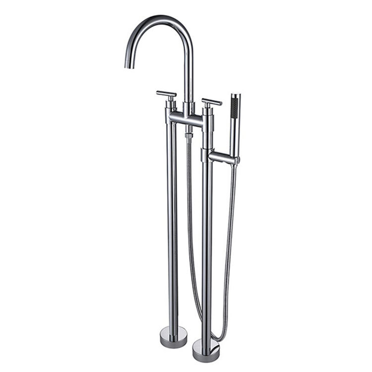 Two Handles Freestanding Tub Filler Floor Mounted Bathtub Faucets