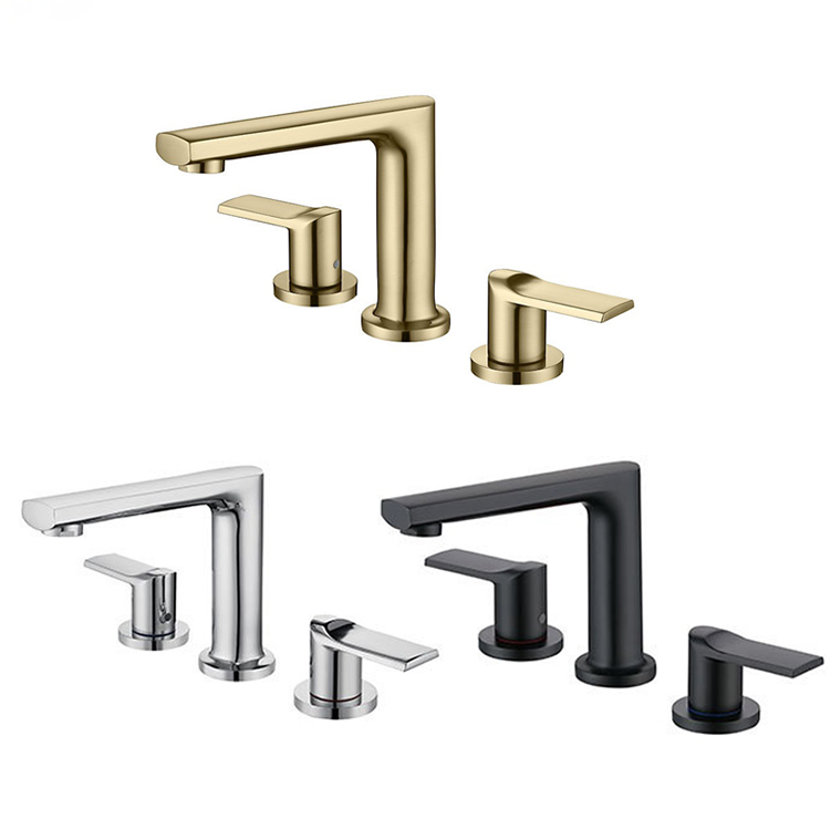 Deck Mounted Brass Widespread Bathroom Basin Sink Faucet 3 Hole 2 Handles