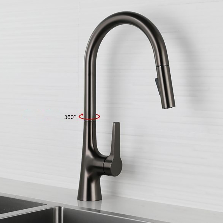 Single Handle Brass Replacement Kitchen Faucet with Pull Out Sprayer