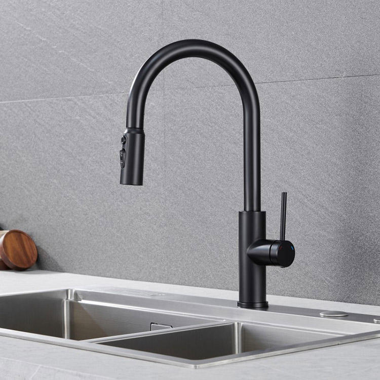 Hot and Cold Water Stainless Steel Pull Down Kitchen Faucet Mixer Tap