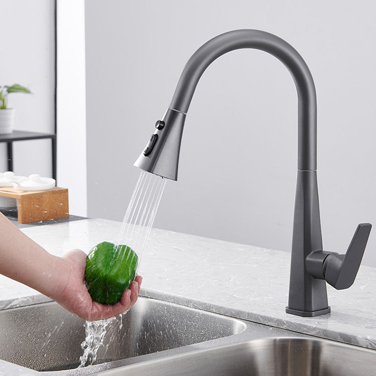 Single Hole Single Handle Deck Mounted Brass Rotating Pull Down Sprayer Kitchen Sink Faucet Mixer Tap