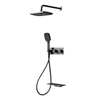 In Wall Mount Brass Black Chrome Concealed Rainfall Shower Mixer Set for Bathroom