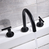 Deck Mounted 3 Hole Double Handle Basin Faucet for Bathroom Sink