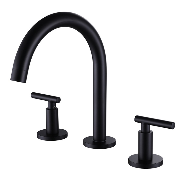 Deck Mounted 3 Hole Double Handle Basin Faucet for Bathroom Sink