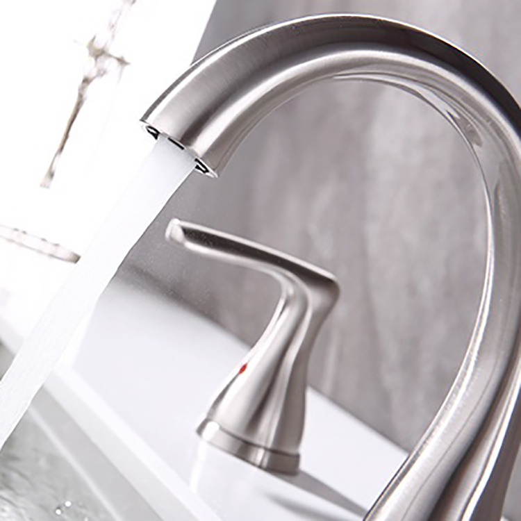 Stainless Steel Widespread 3 Holes 2 Handles Bathroom Basin Faucet