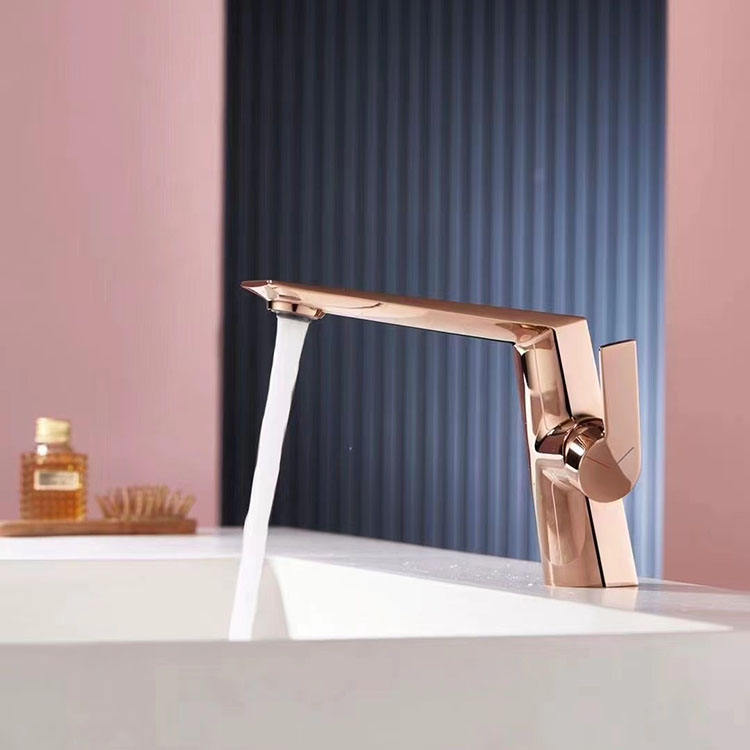 Rose Gold Chrome Single Hole Single Side Handle Bathroom Basin Sink Faucet
