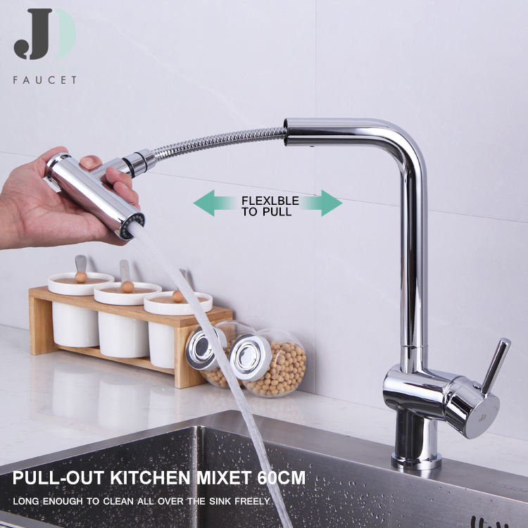Single Hole Pull Out Brass Kitchen Faucet Taps
