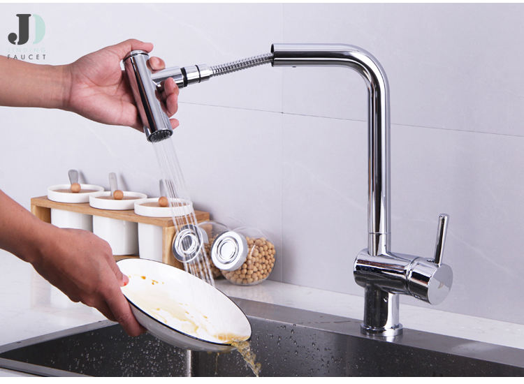 Modern Design Single Lever Pull Out Kitchen Sink Faucet Sprayer