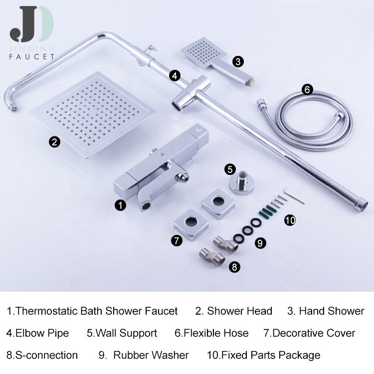 Modern Brass Bathroom Thermostatic Shower Faucet Set
