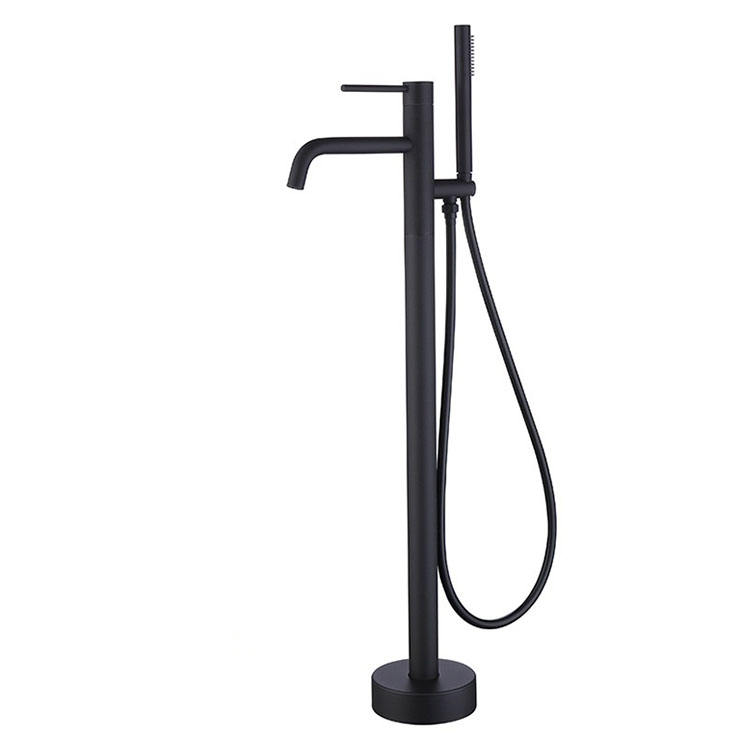 High Quality Brass Material Floor Mounted Chrome Black Color Freestanding Bath Tub Tap Mixer Filler