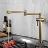 Hot and Cold Function Brass Gold Folding Kitchen Faucet Pot Filler