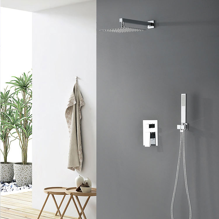 High Quality Bathroom Black Brass Hidden Concealed Rain Shower Faucet Mixer Set