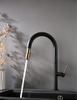 Single Handle Hot Cold Water Function Brass Black Pull Down Water Faucet Kitchen Tap