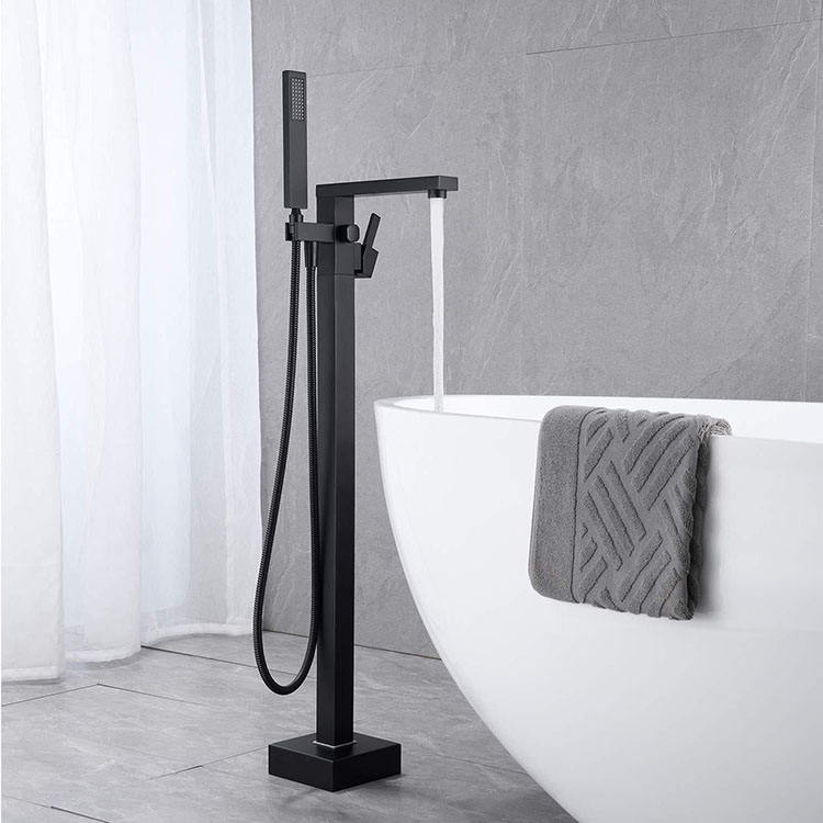 Brass Black Chrome Free Standing Bath Tub Tap Floor Mounted Bathtub Mixer Faucet