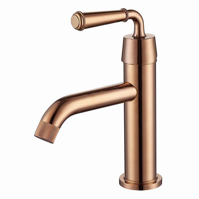 Deck Mount Single Hole Single Lever Undercounter Brass Rose Gold Basin Sinks Mixer Faucets for Bathroom