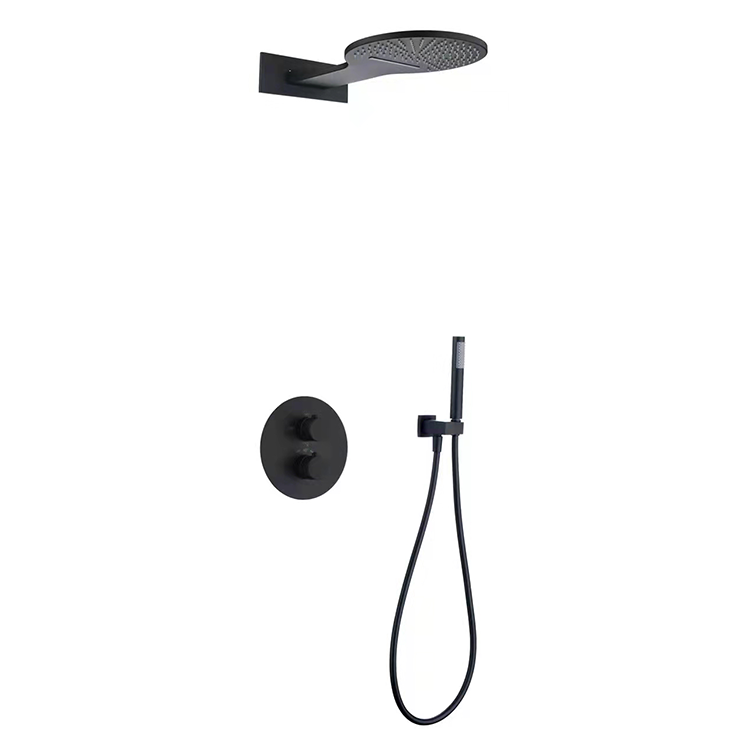 Matte Black In Wall Mounted Thermostatic Bathroom Concealed Handheld Shower Set