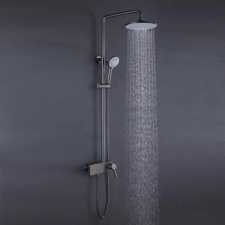 Brushed Gold Wall Mounted Exposed Hot and Cold Rain Fall Bath & Shower Faucets Shower System Sets