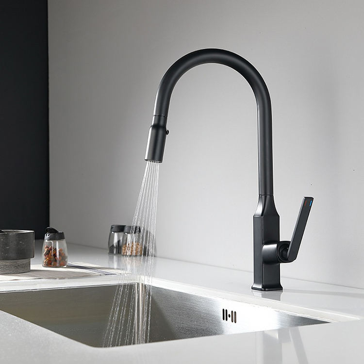 2023 New Design Kaiping Manufacturer Matte Black Kitchen Mixer Tap Faucet Pull Down