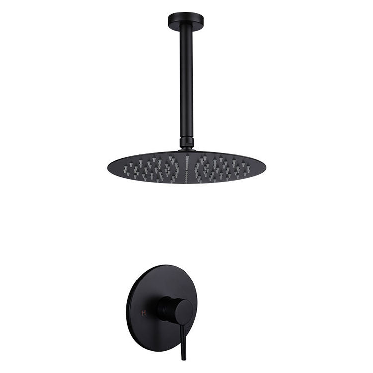 Single Function Brass Chrome Black Concealed Ceiling Mounted Rain Shower Head Set