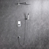 Chrome Black 2 Function Hot and Cold Hidden Concealed Shower Mixer System Set with Rough-in Valve