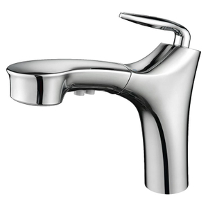 White Brass Single Lever Bathroom Basin Mixer Faucet Taps with Pull Out Sprayer