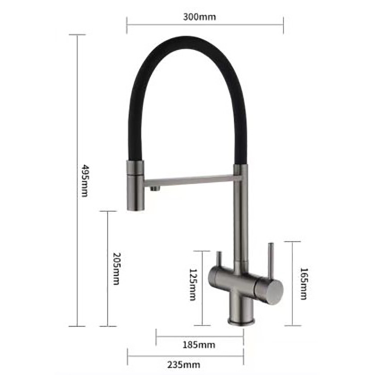 Dual Handle 3 in 1 Kitchen Faucet Mixers with Water Filter