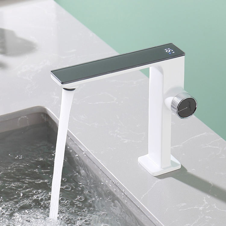 Hot and Cold Bathroom Sink Faucet Digital Display Basin Mixer Faucet