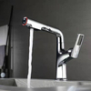 Chrome Single Handle Bathroom Sink Mixer Tap Faucet with Pull Out Sprayer