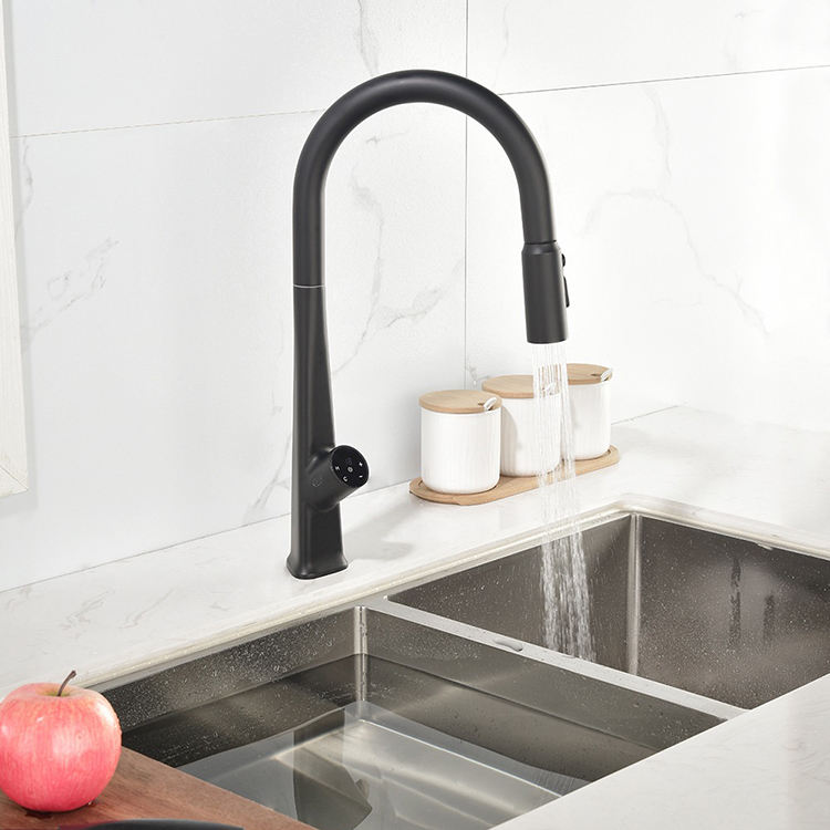 deck-mounted kitchen faucet touchless pull down kitchen mixer infrared smart water tap with pull-down sprayer white