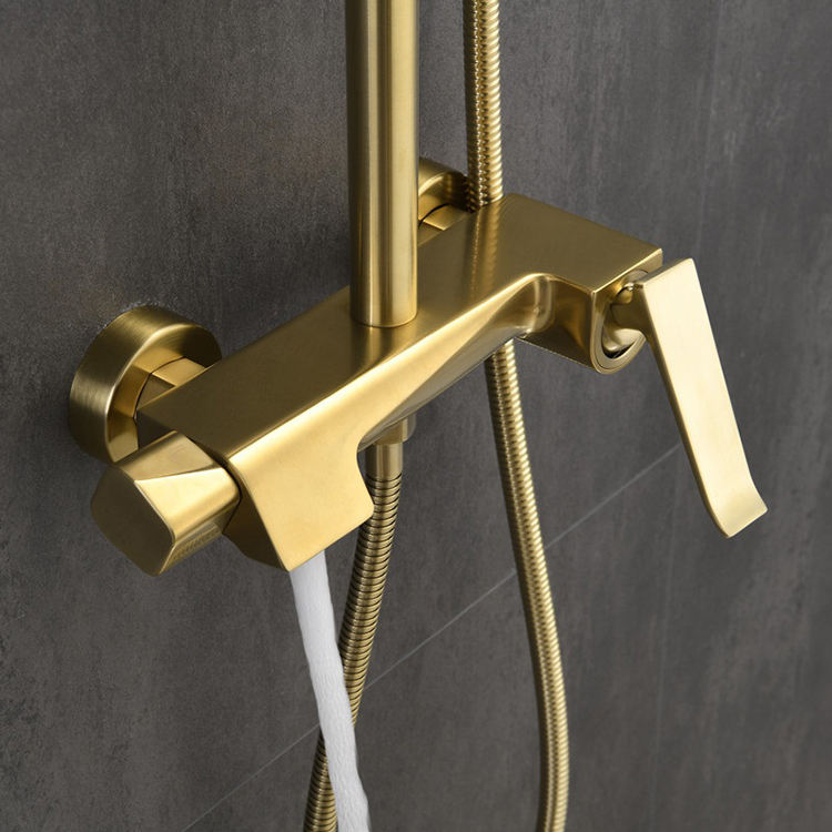 Gold Hot and Cold 3 Way Rain Shower System Set Bathroom