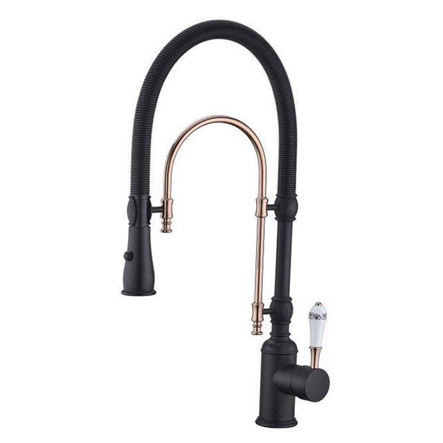 Deck Mounted Single Hole Flexible Hose Kitchen Sink Faucet