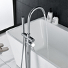 Modern Brass Gold Roman Tub Filler Floor Standing Freestanding Bathtub Faucet