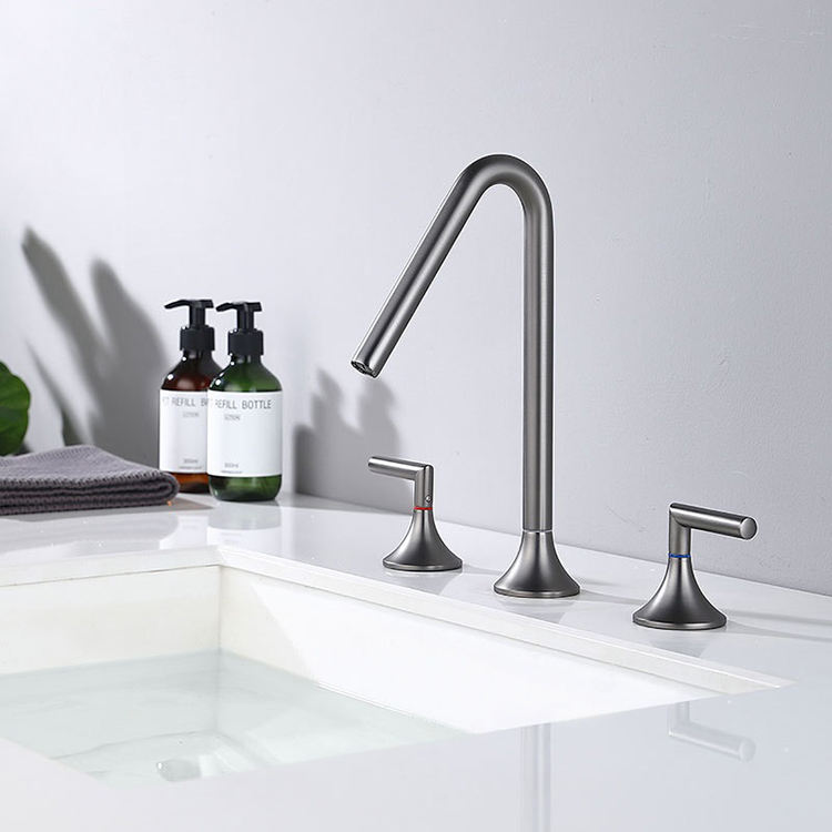 2 Handle 3 Hole Widespread Bathroom Basin Sink Faucet