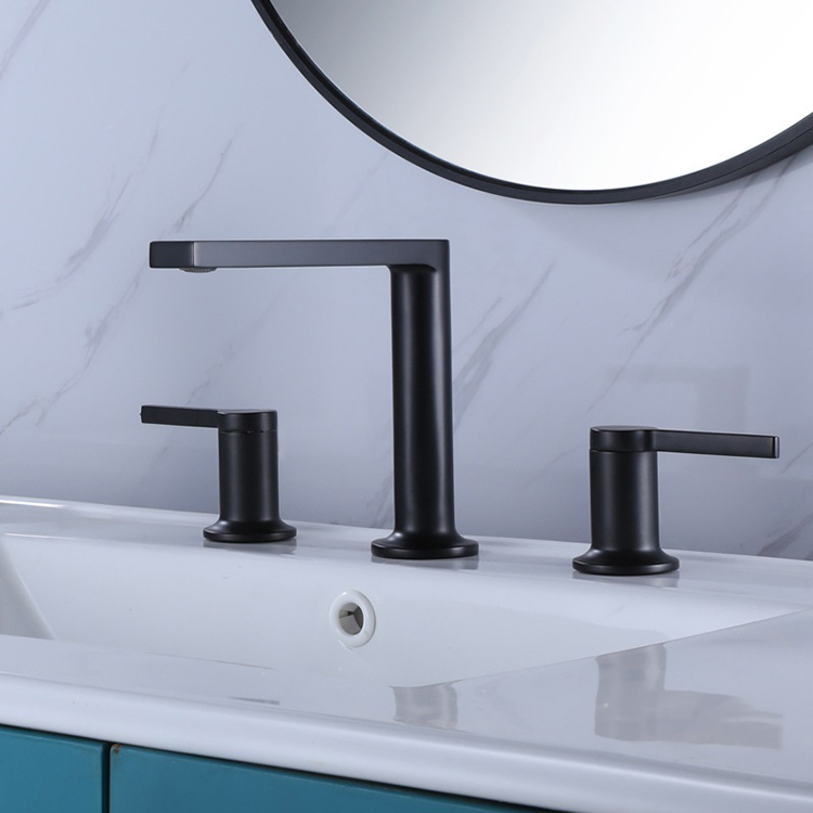 Double Handle 3 Holes Widespread Bathroom Sink Faucet