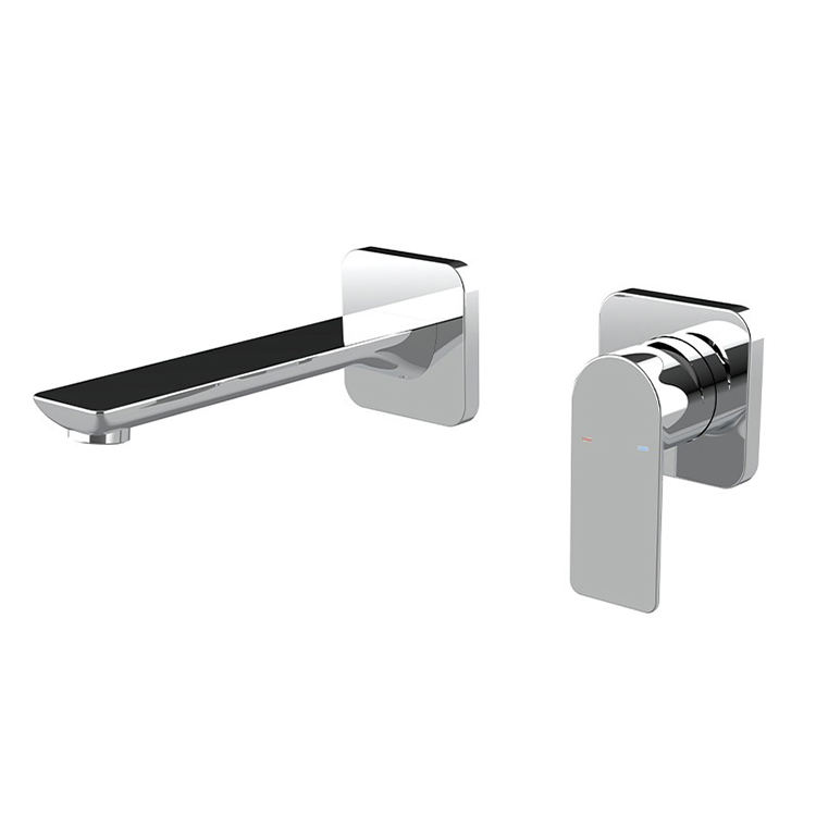 2 Holes Bathroom Brass Luxury Wall Mount Concealed Basin Mixer Faucet