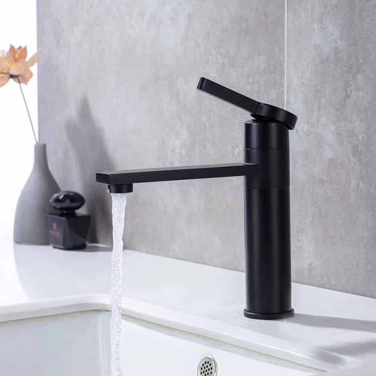 Deck Mounted Single Handle Bathroom Wash Basin Mixer Faucet Black