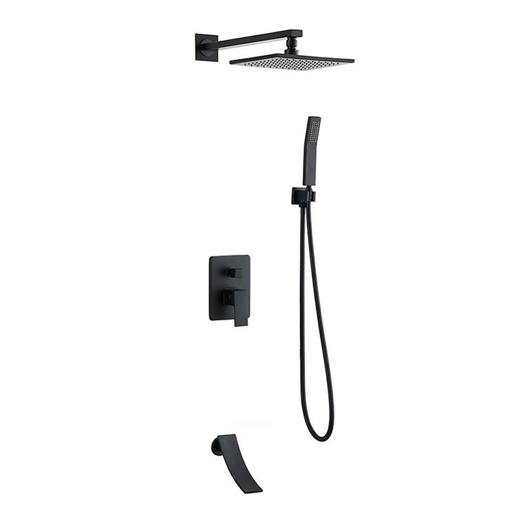 Concealed Bathroom Shower Mixer Set Black