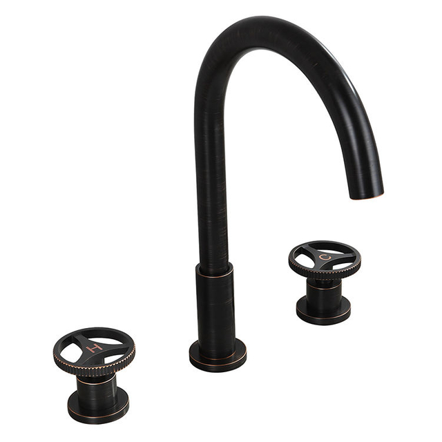 Bathroom Deck Mounted 2 Handle Vanity Faucet Basin Mixer