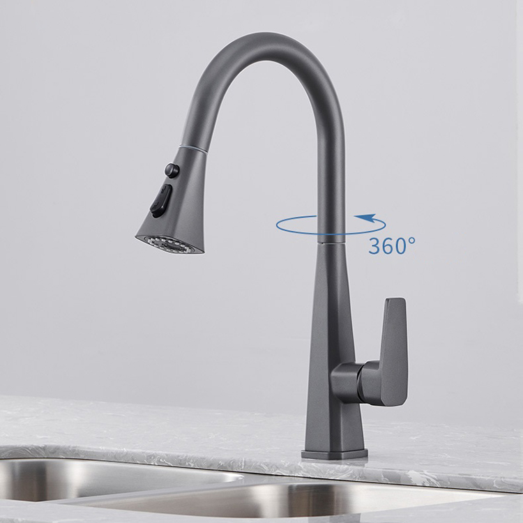 Single Hole Single Handle Deck Mounted Brass Rotating Pull Down Sprayer Kitchen Sink Faucet Mixer Tap