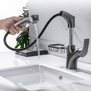 Wash basin faucet gun gray pull down bathroom taps bathroom faucet with pull out sprayer