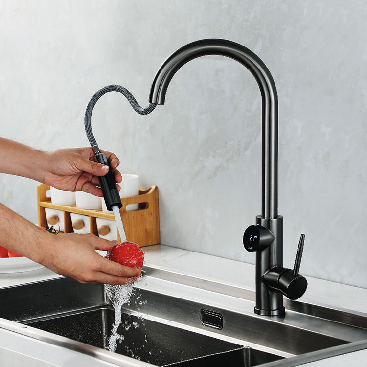 Digital Pull Down Kitchen Sink Faucet