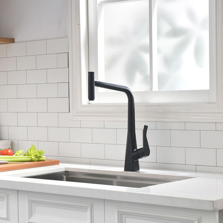 pull out kitchen sink faucet tap mixer with flexible sprayer T shape brass black or white or grey or silver